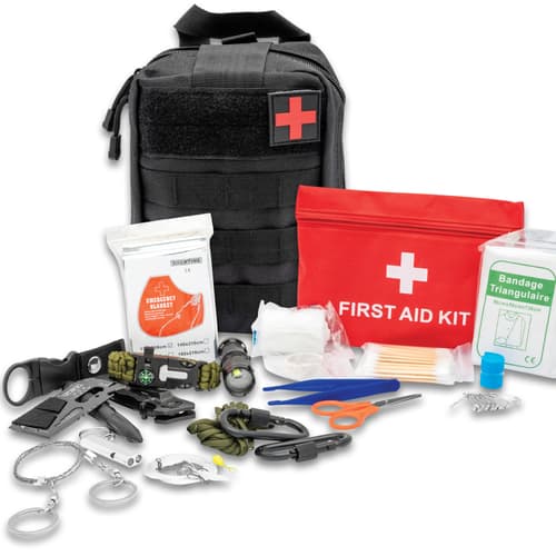 Readiness Essentials Kit in black and its contents